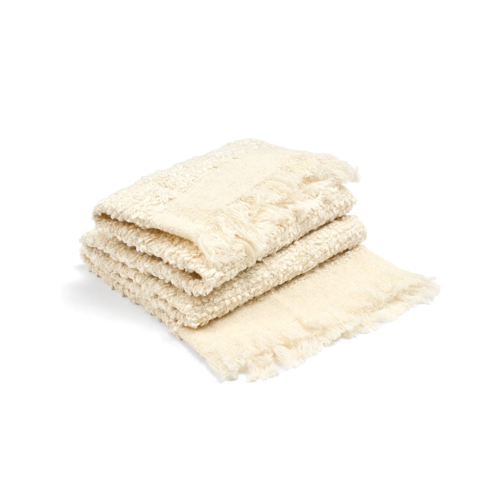 Fringed Boucle Throw - Ecru