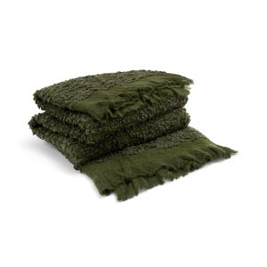 Fringed Boucle Throw  Lichen | Bed Sava