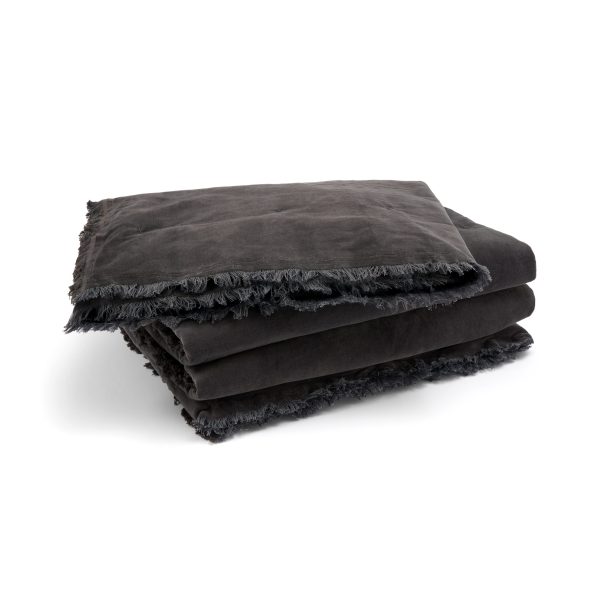 Fringed Velvet Bedspread  Slate | Bed Sava