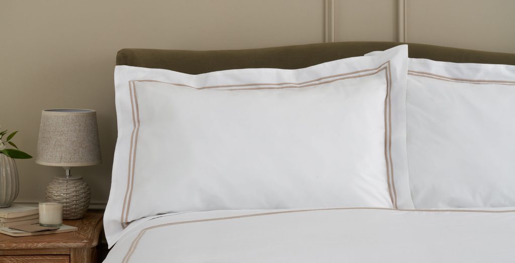 Cotton Collection Double Row Cord Pillowcase Pair - Natural