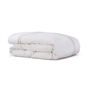 Cotton Collection Sateen Double Row Duvet Cover  Natural King | Bed Sava