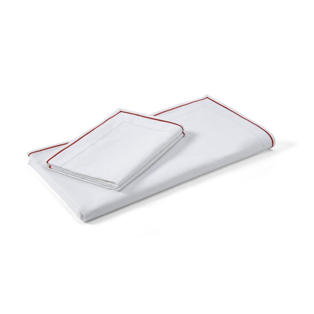 Cotton Collection Ladder Stitch Bed Linen Set - Rust, Double