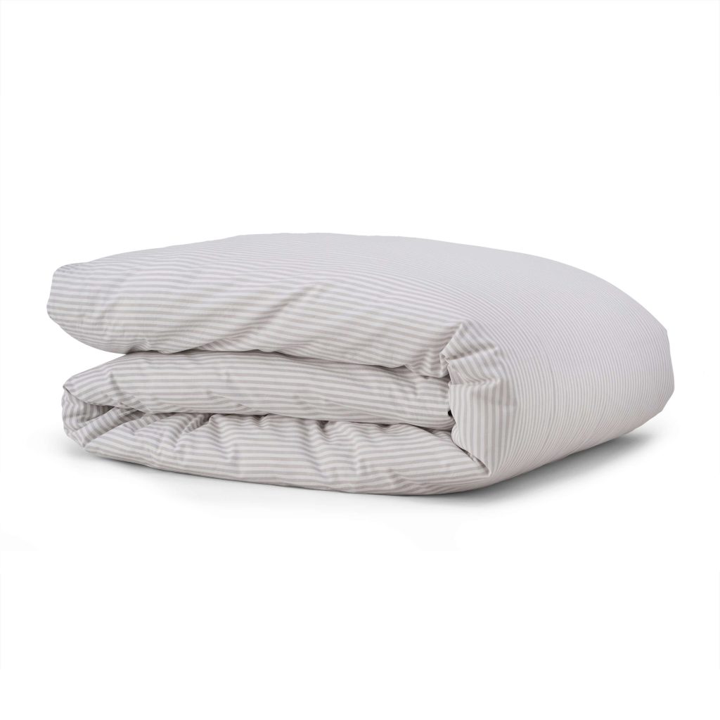 Cotton Collection Dyed Stripe Duvet Cover - Grey, Super King
