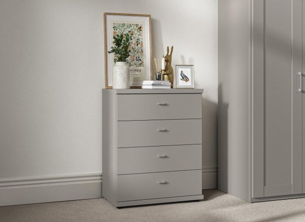 Dover 4 Drawer Chest  Grey | Bed Sava