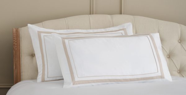 Cotton Collection Sateen Double Row Pillowcase Pair  Natural | Bed Sava