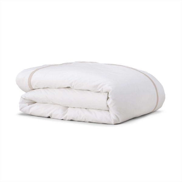 Cotton Collection Border Duvet Cover  Natural Super King | Bed Sava