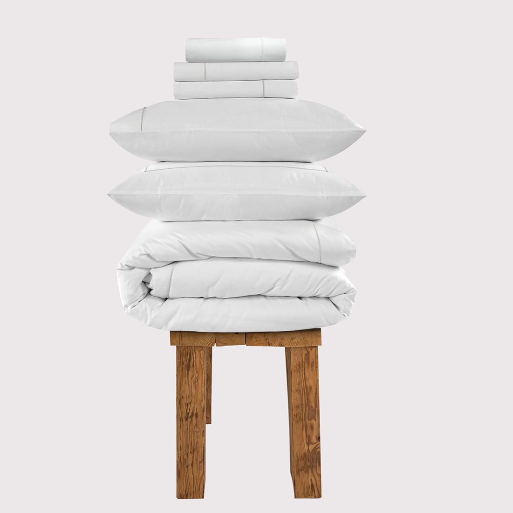 800 Thread Count Egyptian Cotton Cedarhurst LUXE Bedding Set - Silver Dove Grey, Super King / Brilliant White with Silver Dove Grey