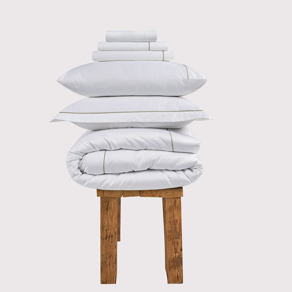 300 Thread Count Percale Oakwood Bedding Set - Mink, Single / Brilliant White with Mink