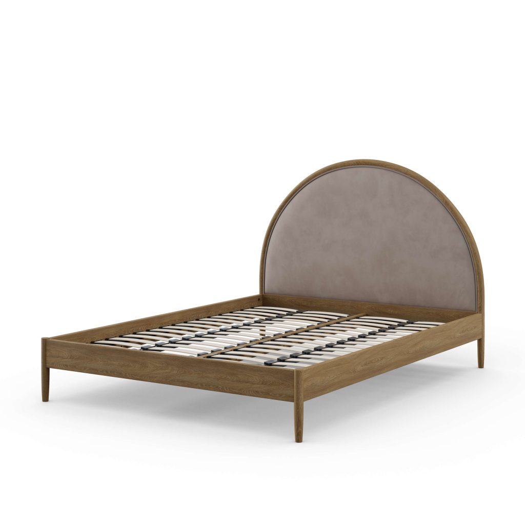 Aubrey Half Moon Bed  Natural  Weathered Oak Double | Bed Sava