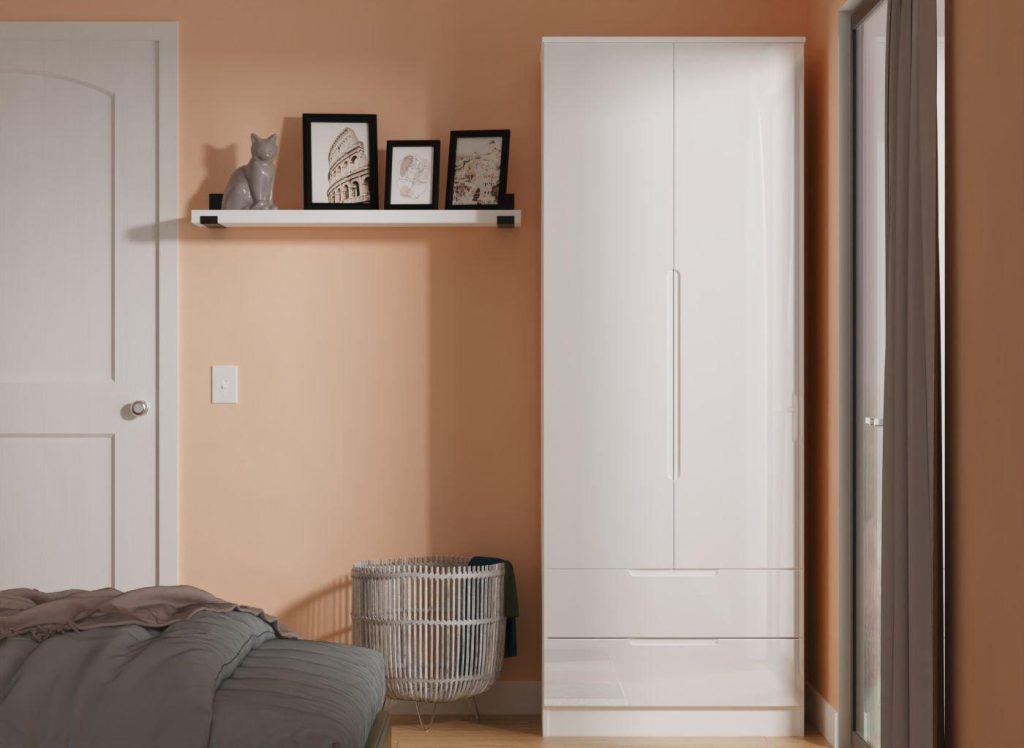 Houston 2-Door 2-Drawer Wardrobe - White