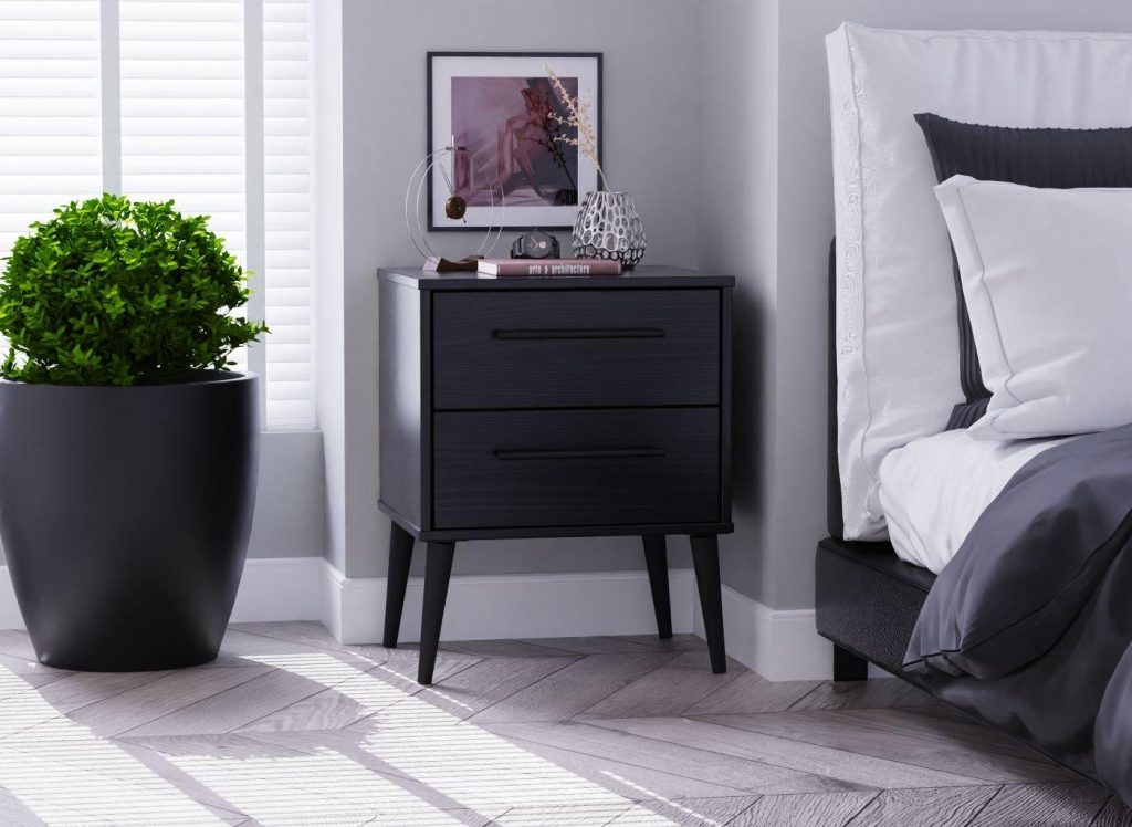 Oregon Bedside Table - Black