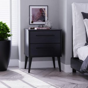 Oregon Bedside Table  Black | Bed Sava