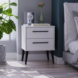Oregon Bedside Table  White | Bed Sava