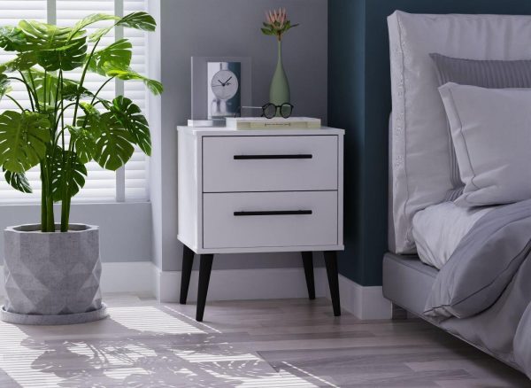 Oregon Bedside Table  White | Bed Sava