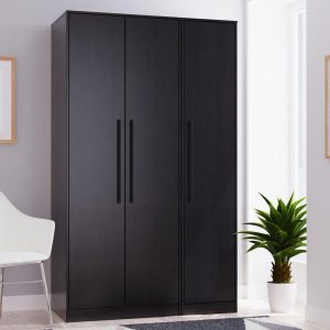 Oregon 3 Door Wardrobe  Black | Bed Sava