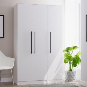 Oregon 3 Door Wardrobe  White | Bed Sava