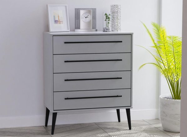 Oregon 4 Drawer Chest  Grey | Bed Sava