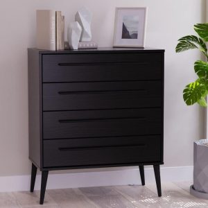 Oregon 4 Drawer Chest  Black | Bed Sava