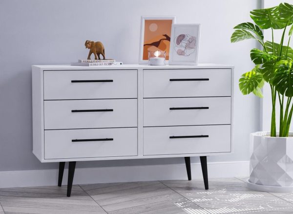 Oregon 6 Drawer Chest  White | Bed Sava