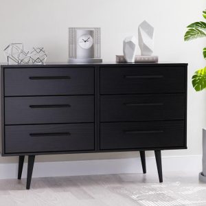 Oregon 6 Drawer Chest  Black | Bed Sava