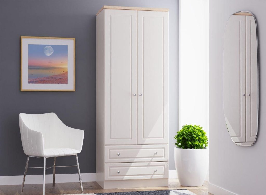 Texas 2-Door 2-Drawer Wardrobe - Cream