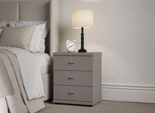 Dover 3 Drawer Bedside  Grey | Bed Sava
