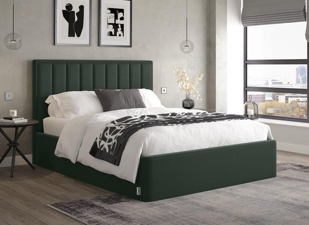 TEMPUR Duke Velvet-Finish Bed Frame - 6'0 Super King - Green