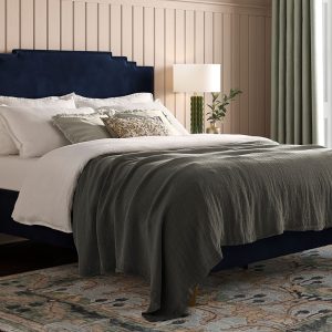 Wooster Bed  Navy Double | Bed Sava