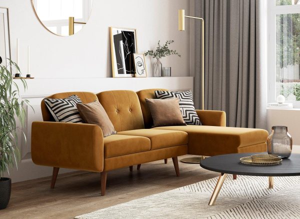 Gallway 3 Seater Corner Sofa Bed  Orange | Bed Sava