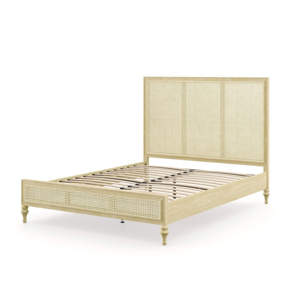 Light Vintage Rattan Bed - Light Wood, Super King