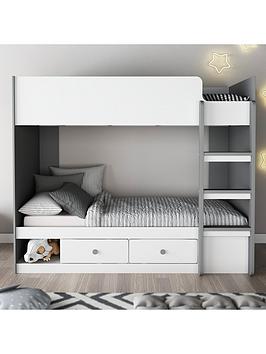 Very Home Peyton Storage Bunk Bed With Mattress Options (Buy And Save!) - White/Grey - Bunk Bed Only