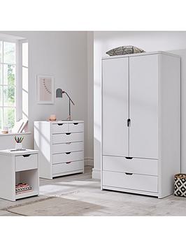 Very Home Aspen 3 Piece Bedroom Furniture Set - 2 Door, 2 Drawer Wardrobe, 4 + 2 Chest And Bedside Table - White Oak Effect