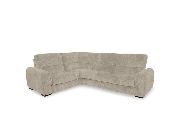 Flex Fabric Small Left Hand Facing Corner Sofa Bed with Power Recliner and Storage Arms  Cream | Bed Sava