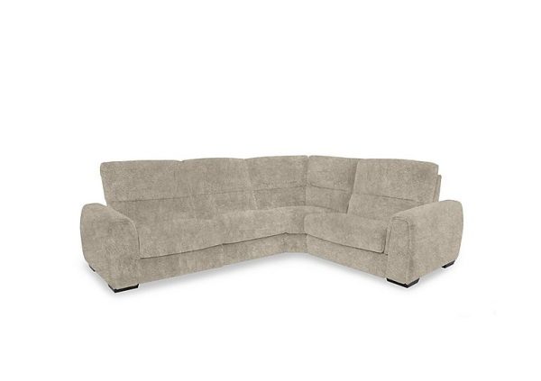 Flex Fabric Small Right Hand Facing Corner Sofa Bed with Power Recliner and Storage Arms  Cream | Bed Sava