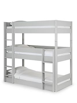 Julian Bowen Trio Triple Stacker Bunk Bed With Spring Mattress Option - Light Grey - Bed Frame Only