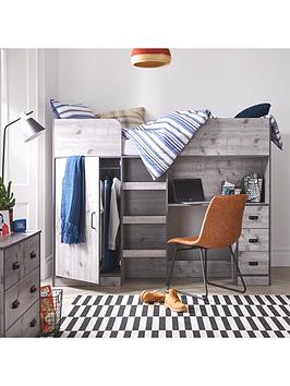 Very Home Jackson High Sleeper With Storage And Mattress Options (Buy And Save!) - Weathered Grey - Bed Frame Only