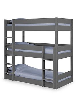 Julian Bowen Trio Triple Stacker Bunk Bed With Spring Mattress Option - Anthracite Grey - Bed Frame Only
