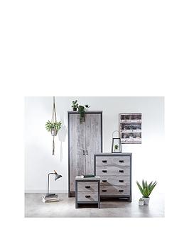 Gfw Boston 3 Piece Package - 2 Door Wardrobe, 4 Drawer Chest, Bedside Chest - Grey