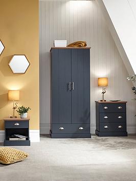 Gfw Kendal 3 Piece Package - 2 Door, 1 Drawer Wardrobe, 3 Drawer Chest And 1 Drawer Bedside Chest