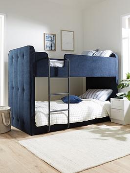Very Home Charlie Fabric Bunk Bed With Mattress Options (Buy And Save!) - Deep Blue - Bunk Bed Frame Only