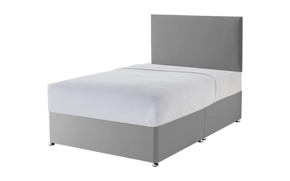 Silentnight Slate Grey Divan Bed, Single, 2 Side Drawers, Matching Paris Headboard