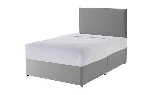 Silentnight Slate Grey Divan Bed Small Double Half Ottoman + 2 Drawers Matching Paris Headboard | Bed Sava