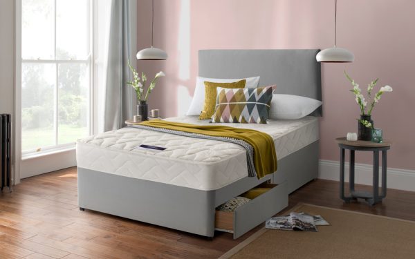 Silentnight Vilana Limited Edition Miracoil Divan Bed Set Superking No Storage Matching Castello Headboard Slate Grey | Bed Sava