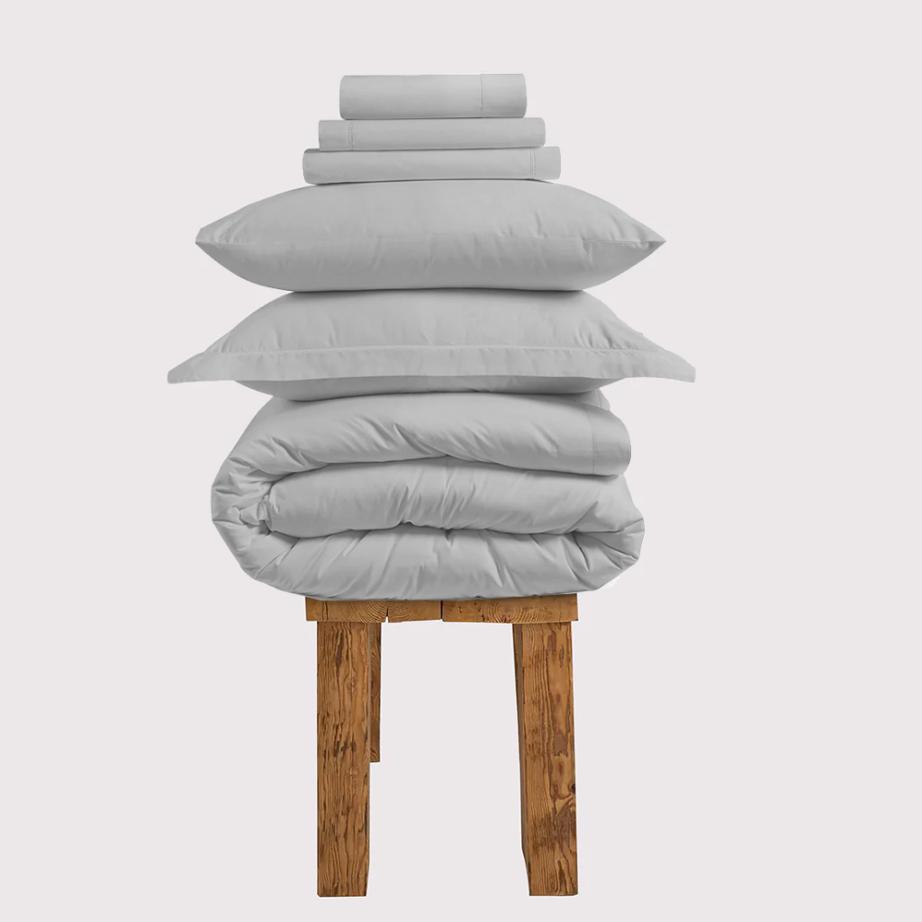 300 Thread Count Percale Brookshire Bedding Set - Silver Dove Grey, Super King / Silver Dove Grey