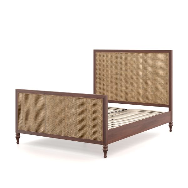 Vintage Rattan Bed  Dark Wood King | Bed Sava
