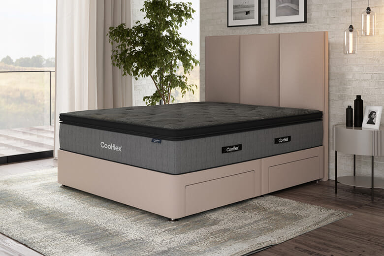 Coolflex® Hybrid CHILL Mattress + Premium Divan Bed, Bednextday_Marine, 2 Drawers, Double