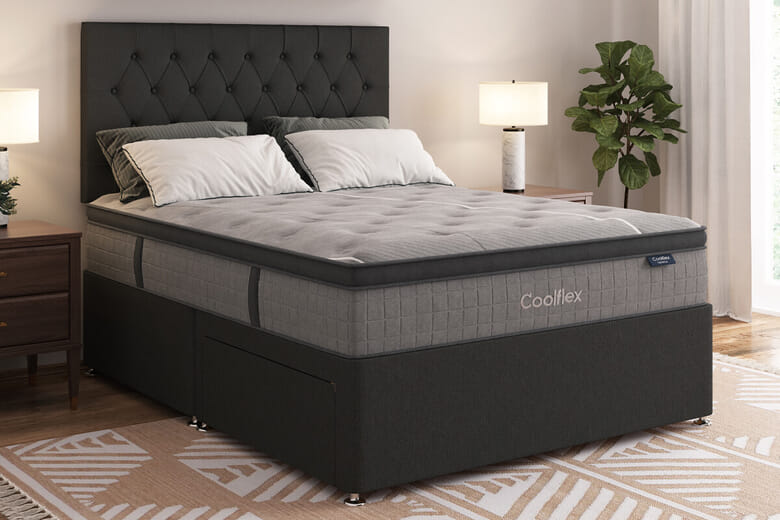 Coolflex® Hybrid ICE Mattress + Premium Divan Bed, Bednextday_Mink, End Opening Ottoman, Super King