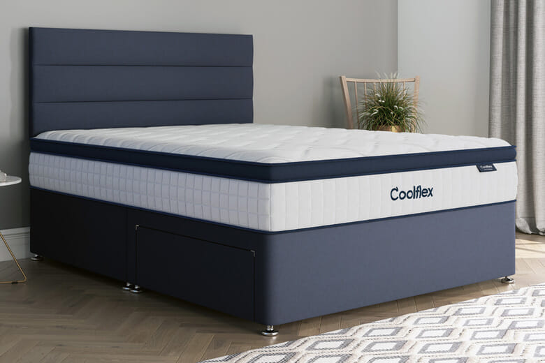 Coolflex® Lux Ortho Pocket Mattress + Premium Divan Bed, Bednextday_Silver, No Storage, Small Double