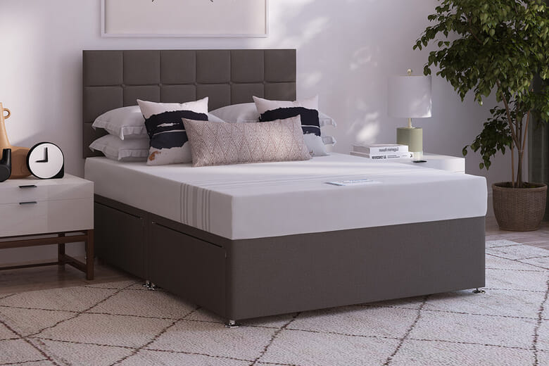 Breasley Select PLUS Memory 1000 Pocket Mattress + Premium Divan Bed, Bednextday_Mink, 4 Drawers, Small Double