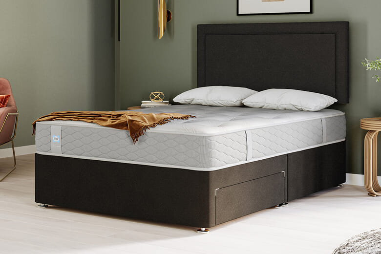 Sealy Ortho Plus Bronze Mattress + Premium Divan Bed, Bednextday_Teal, No Storage, Double